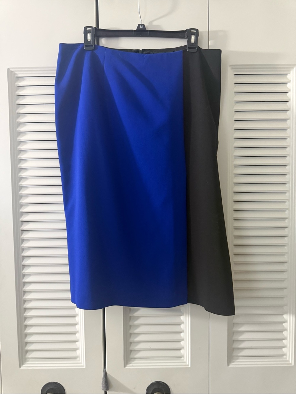 Ellen Tracy Royal Blue and Black Colorblock Midi Pencil Skirt